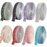  Adhesive Rhinestone Ribbon Roll - Perfect for DIY Crafts, Phone & Car Decorations, Jewelry Crafting, and Holiday Embellishments
