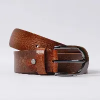  Brown Leather Belt with Gunmetal Buckle