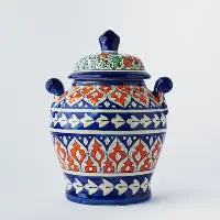  Ceramic Floral Chinese Jar (O-C)