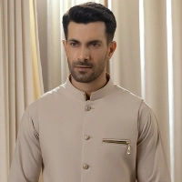  Men’s Ivory Waistcoat Set with Golden Accents