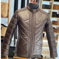  Premium Puffer Leather Jacket – Sheep Leather, Extra Warm Polyester Filling