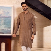  Terracotta Linear Embroidered Kurta Pajama