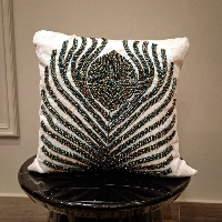  Handmade Embroidery Beaded Cushion, Decorative Throw Pillow for Home Usage and for Wedding Seasons.