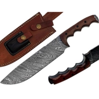  Customizable DIY Damascus Steel Hunting Knife Micarta Handle Fine Leather Sheath Handmade