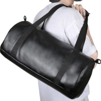  Black PU Leather Travel Duffle Gym bag