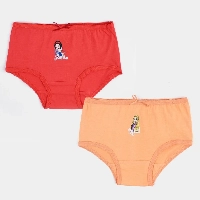  Kids Girls Underwear | Pack OF 2 Girls Cotton Jersey Panties-Red-Peach