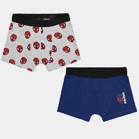  Kids Boys Underwear | Boys Cotton Jersey Boxer-Pack Of 2-Spider Men Hash Grey-Navy