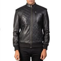  Men’s Black Quilted Leather Jacket – Premium Biker Style