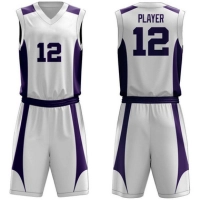  Premium Custom Basketball Uniform Set – Sleeveless Jersey & Shorts (White/Purple)
