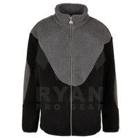  Oem Custom Winter Sherpa Fleece Canvas Men's Stand Collar Front Logo Knitted High Quality Breathable Casual Jackets Outerwear