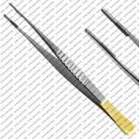  TC DeBakey Dissecting Forceps 24cm Serrated Half Gold Thumb Forceps Vascular Atraumatic Debakey Clamp medical Instruments CE