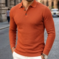  2026 New Men Business Casual Long Sleeved Shirt Solid Color Polo Shirt Fashionable Breathable Comfortable Versatile Top