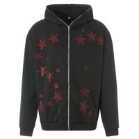  Black Dragon Rhinestone Full Zip Hoodie Streetwear