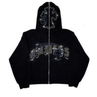  Rhinestone Hoodie for Street Fashion