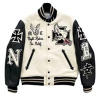  Premium Unisex Winter Children & Teens Varsity Baseball Letterman Jacket Custom Embroidery Applique Patches Contrast Sleeves