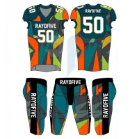  Light Weight Custom Breathable Short Sleeve American Football Uniform Sets New Style Plain Color High Quality by Rayofive