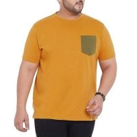  Mustard Color Men's T-Shirt V Neck Design Solid Color Best for Summers