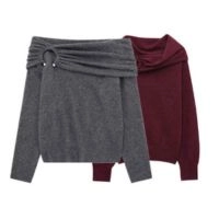  New Vintage Women's Premium Quality Polyester Sweater Pullover Simple Casual Style Autumn Anti-Wrinkle Anti-shrink Front