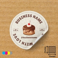  Baked With Love Ecommerce Sticker 2x2 Inches Cake Packaging Label Bakery Branding Sticker Supplier Pakistan