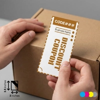  Discount Coupon Sticker 2x3.5 Inches Promotional Packaging Label Adhesive Branding Sticker Supplier Pakistan