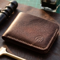 Premium Vertical Leather Bi-Fold Wallet | Compact "Dollar Size" Card Holder | Hand-Stitched Slim Wallet