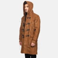  New Fashion Long Men's Hooded Duffle Coat made with wool Lightweight Breathable Single Button Closure Customizable Colors Sizes