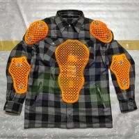  Motorcycles & Auto Racing Motorbike Cotton Shirt Men's Armored Motorcycle Flannel Shirts with Orange Pads At Alaf Sportswear