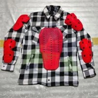  2026 New Level 2 CE Red Pads 100% Cotton Stand Collar Biker Motorcycle Flannel Protective Shirt