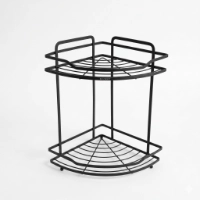  Premium 2-Tier Iron Corner Rack – Multi-Purpose Storage Organizer for Kitchen & Bathroom – Heavy Duty Rust-Resistant Design
