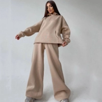  Custom Embroidery Logo Blank Sweat Suit Women Sweatpants Hoodie Set Cotton Sweatsuit & Tracksuits