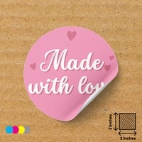  Made with love Ecommerce Sticker 2×2 Inches Pink - Premium Vinyl Decals Bulk Wholesale | Digital Label Expert