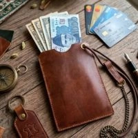  Handcrafted Vintage Leather Mobile Sleeve – Minimalist Neck Pouch & Phone Protector with Lanyard