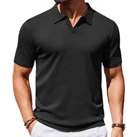  Men's V-Neck Stretch Knit Polo Shirts - Short Sleeve Slim Fit Bulk Wholesale MOQ 50 | Private Label Audix