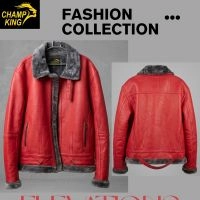  Cowhide Leather Jacket with Faux Fur Red Men Women Winter Fashion Leather Jacket Wholesale Supplier Pakistan