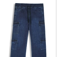  Girls 8-Pocket Dark Blue Wide Leg Jeans – 100% Cotton Stretch Denim