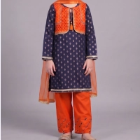  Navy Jacquard 'Koti' Kurta and Trouser