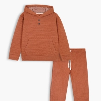  Kids Quilted Brown Tracksuit 2 Piece Hoodie Trouser Set Winter Cotton Outfit Supplier Pakistan