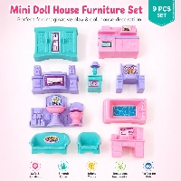  Kids Toys Mini Doll House Furniture Set 9 PCS Dream Home Play Toys