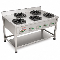  5 Burner Commercial Gas Stove Stainless Steel Cooking Range | Heavy Duty 18 Gauge Super Quality Non-Magnetic Stainless Steel 5 Burner Gas Stove for Restaurants, Hotels, Catering, Commercial Kitchens, Fast Food Businesses