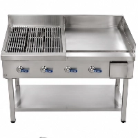  4 Ft Commercial Hot Plate and Grill Cooking Station Stainless Steel | 18 Gauge Super Quality Non-Magnetic Stainless Steel Hot Plate + Grill Combo with 2 Ft Hot Plate and 2 Ft Grill for Restaurants, Hotels, Fast Food Kitchens