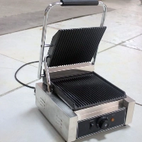  Single Small Commercial Panini Grill Stainless Steel Sandwich Press | Heavy Duty Electric Panini Grill for Sandwiches, Burgers, Toasts, Cafés, Restaurants, Fast Food Outlets, Hotels, Commercial Kitchens