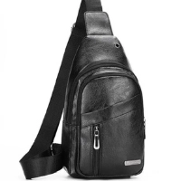  Premium Leather Crossbody Sling Bag for Men – Water-Resistant Chest Shoulder Backpack with Earphone Port